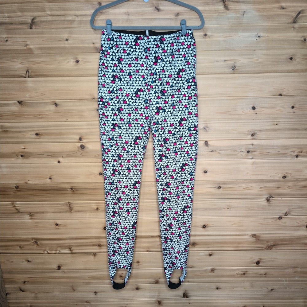 Moncler‎ Grenoble Naj-Oleari Heart Print Stirrup Leggings Pink Black Size Medium